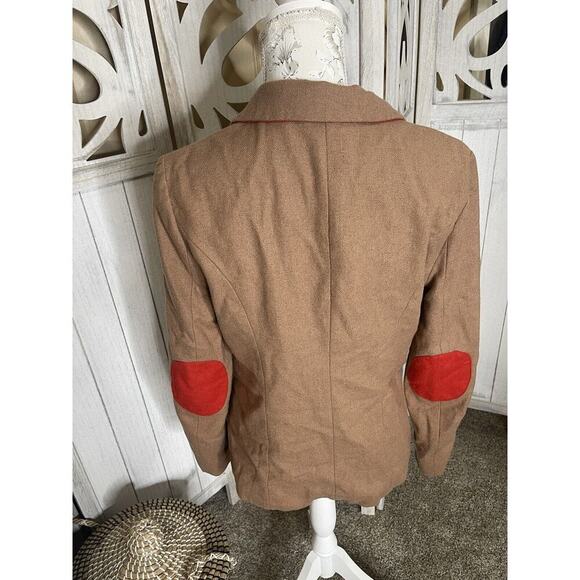 41 Hawthorn Blazer Women’s Medium Knit Brown Academia Preppy Red Elbow Patch - Picture 4 of 10
